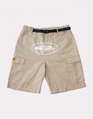 Beige Corteiz Alcatraz Shorts | 2641URBOP
