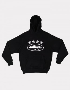 Black Corteiz 4starz Alcatraz Hoodie | 8403AKZTP