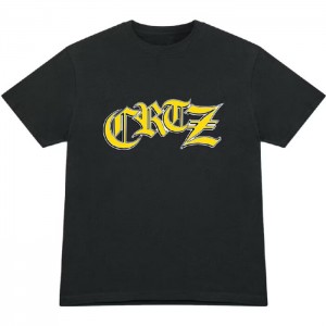 Black Corteiz Old English T-shirts | 8190DEYSB
