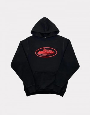 Black / Red Corteiz Alcatraz Hoodie | 4125GFNUV
