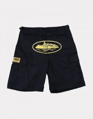 Black / Yellow Corteiz Guerillaz 21′ Shorts | 7389ETHAU