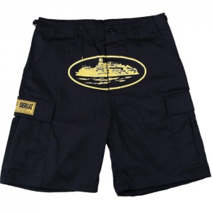 Black / Yellow Corteiz Guerillaz 21′ Shorts | 8427IHYZV