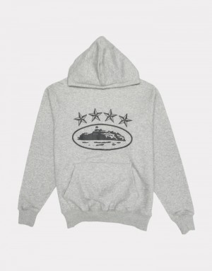 Grey Corteiz 4starz Alcatraz Hoodie | 5190HMNQP