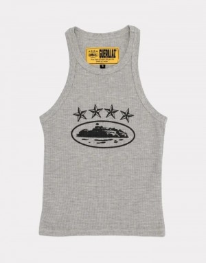 Grey Corteiz 4starz Alcatraz Tanks | 4185ZXOSY
