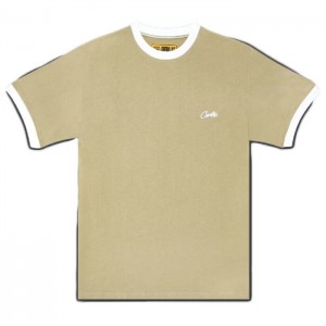 Light / Khaki Corteiz Allstarz Ribbed T-shirts | 2187FGSEH