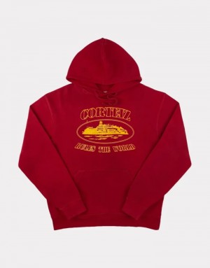 Red Corteiz Og Alcatraz Hoodie | 9546WLAEC