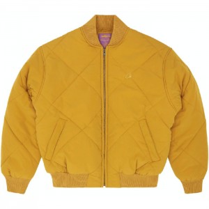 Yellow Corteiz Olde English Quilted Bomber Jackets | 1354HZPYA
