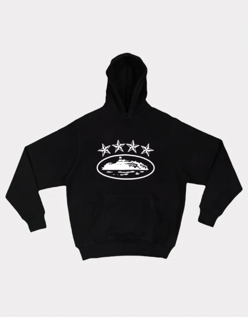 Black Corteiz 4starz Alcatraz Hoodie | 8403AKZTP