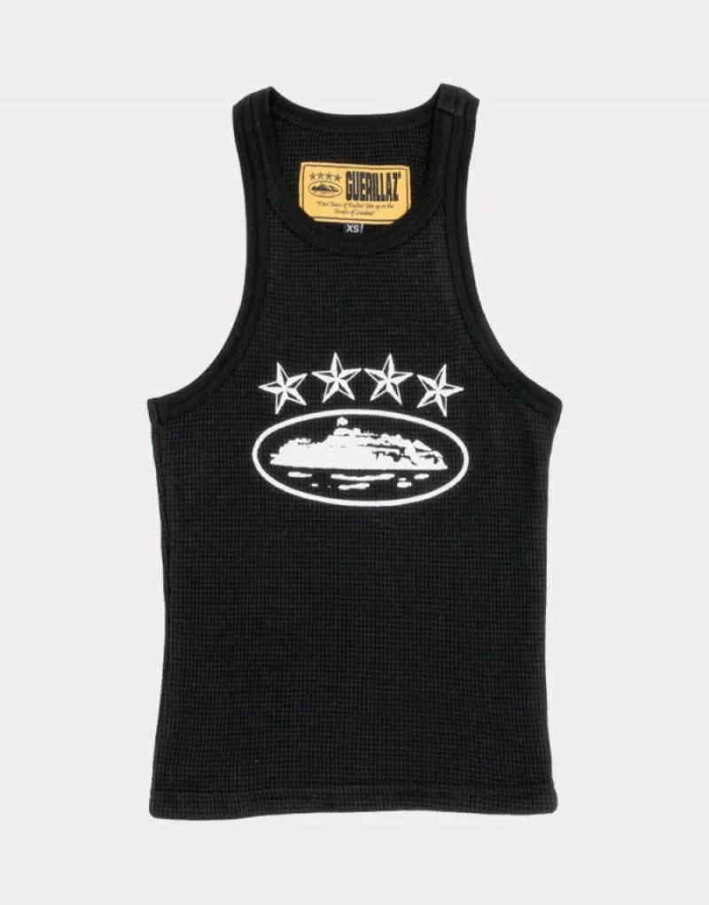 Black Corteiz 4starz Alcatraz Tanks | 0384CEPIK