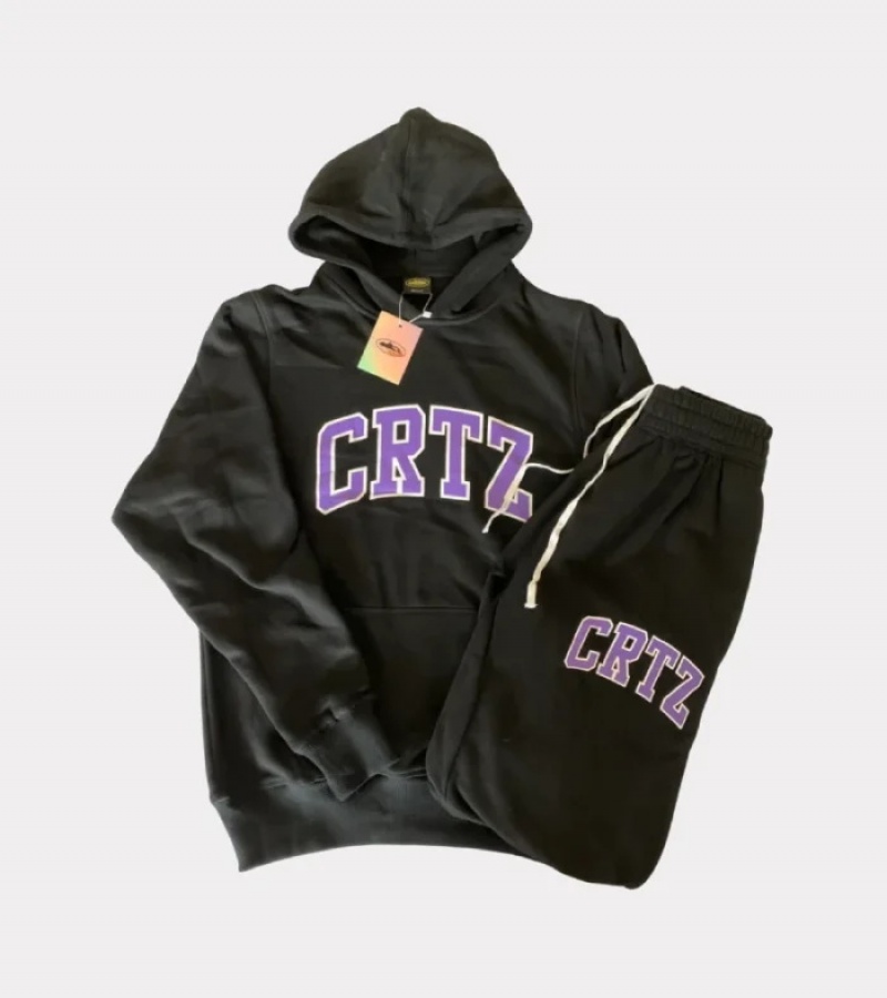 Black Corteiz Crtz Tracksuits | 4235EHVOT
