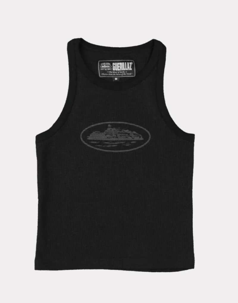 Black Corteiz Guerillaz* Tank Top Triple Tanks | 0637NKAHX