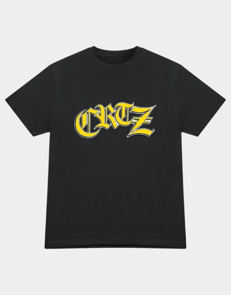 Black Corteiz Old English T-shirts | 4679ODQUS