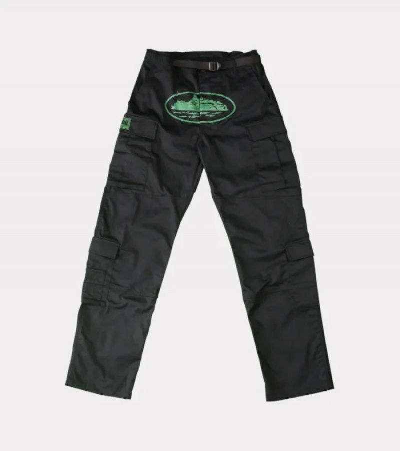 Black / Green Corteiz Mula Guerillazs Cargos | 7512LDXGS