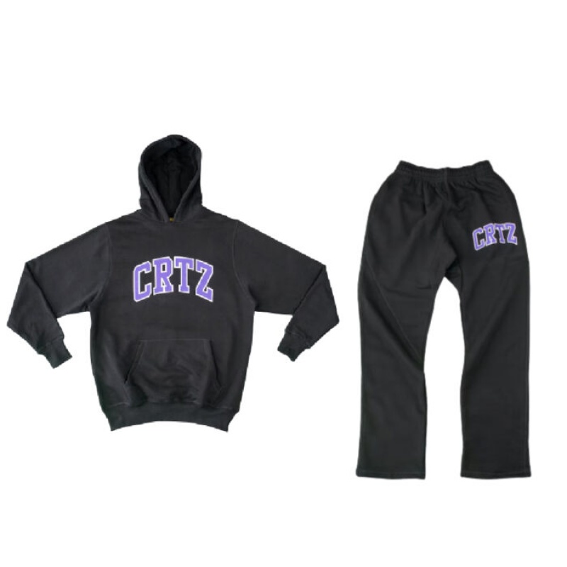 Black / Purple Corteiz Dropout Tracksuits | 0145XOUCK