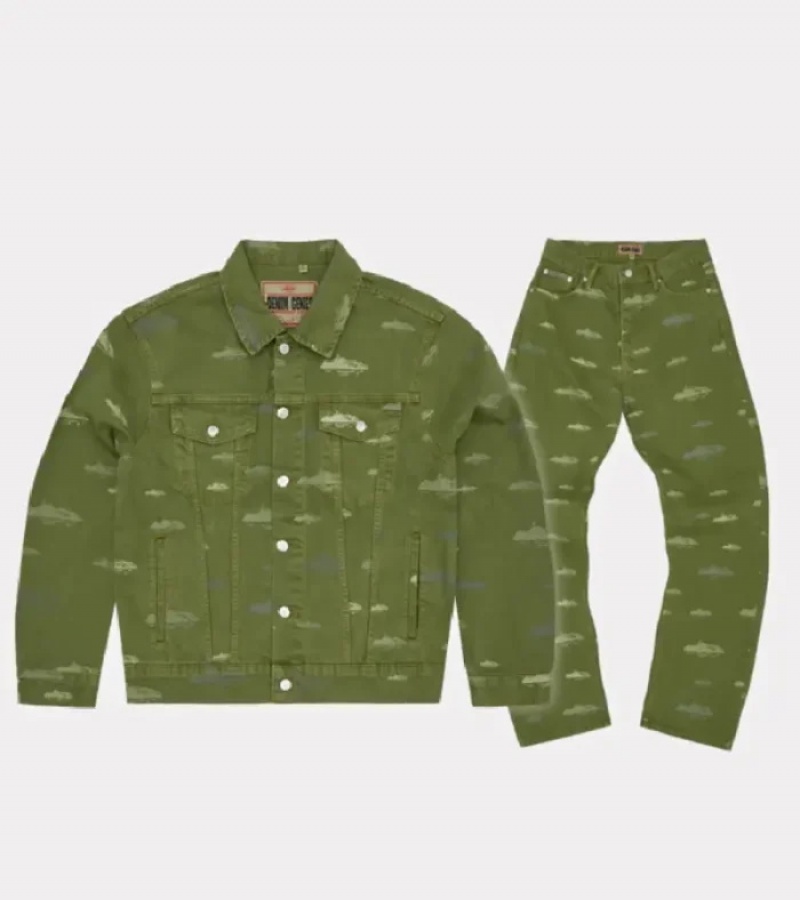 Green Corteiz Alcatraz Pattern Tracksuits | 0628IYEVR