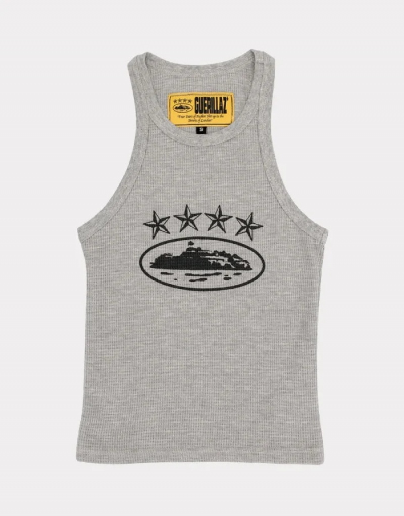 Grey Corteiz 4starz Alcatraz Tanks | 4185ZXOSY