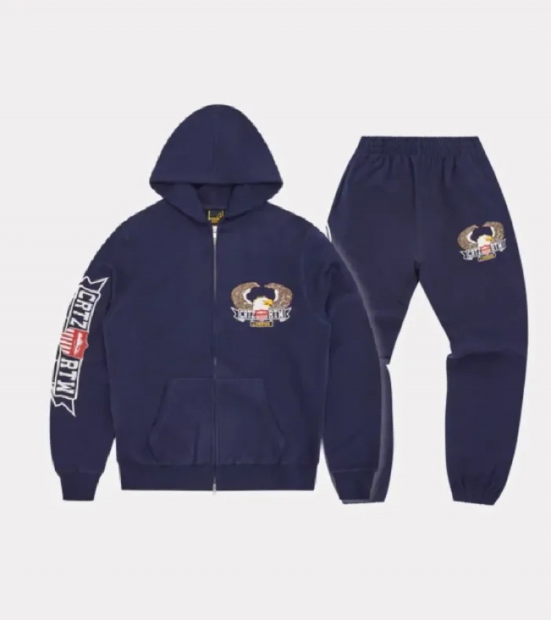 Navy Corteiz Dipset Zip-up Tracksuits | 9753KFVEX
