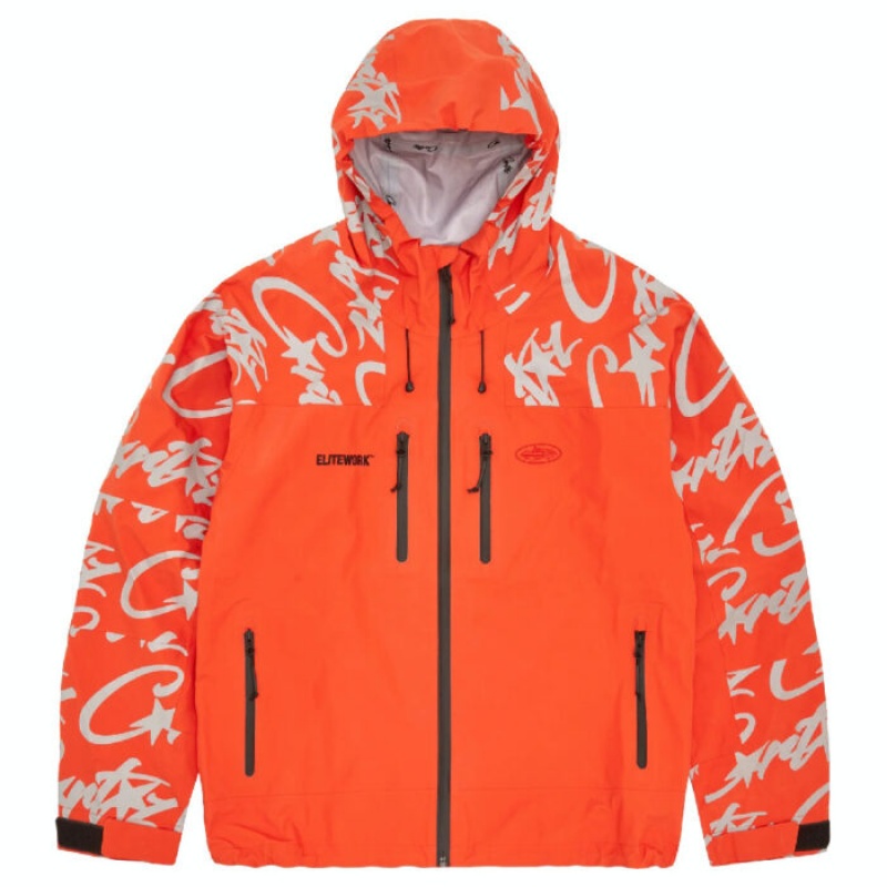 Orange Corteiz Elitework Waterproof Shell Jackets | 7168YRMNW