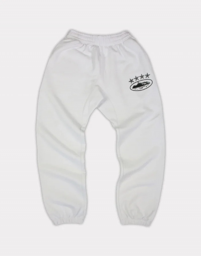 White Corteiz 4starz Alcatraz Joggers | 6475YRSZN