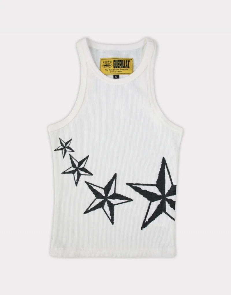 White Corteiz 4starz Motion Tanks | 7340HGNTC