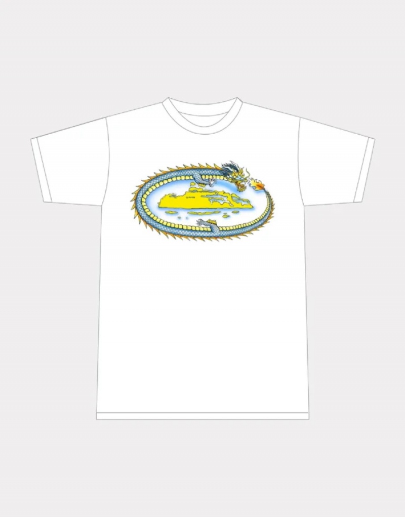 White Corteiz Dragon T-shirts | 2406LYPRG